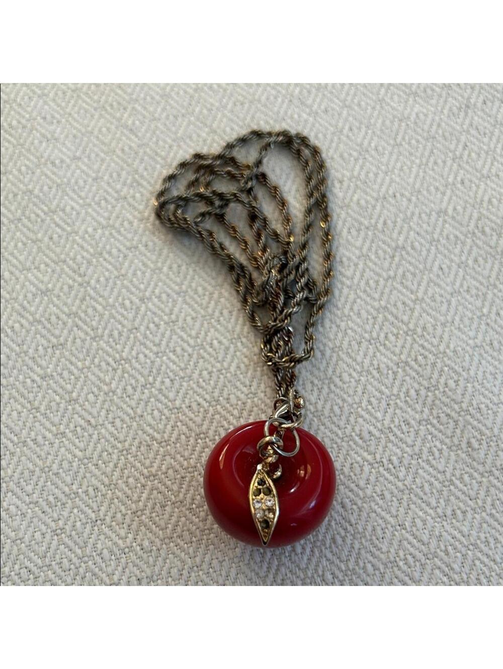 Elegant Red Apple Pendant Necklace